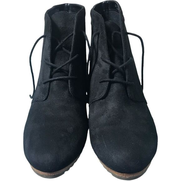 Dr. School’s Conquer Black Suede Wedge Booties - Picture 4 of 10